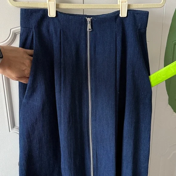 Whistles Navy Denim zipper skirt - Picture 6 of 6